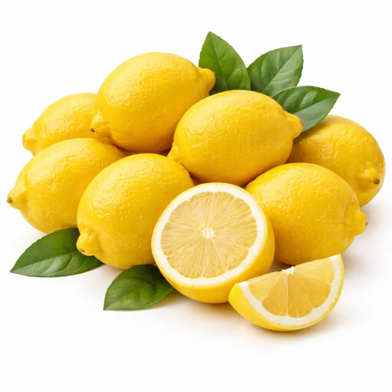 Fresh lemons on white background | ليمون طازج بخلفية بيضاء
