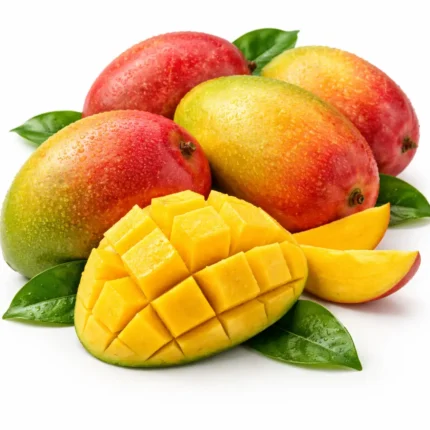Fresh mango on white background | مانجو طازج بخلفية بيضاء