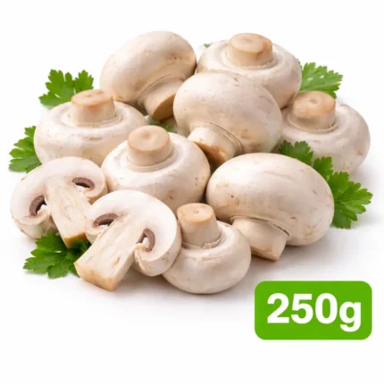 Fresh white mushrooms 250g on white background | فطر أبيض طازج 250 جرام بخلفية بيضاء