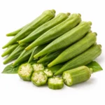 Fresh okra on white background | بامية طازجة بخلفية بيضاء