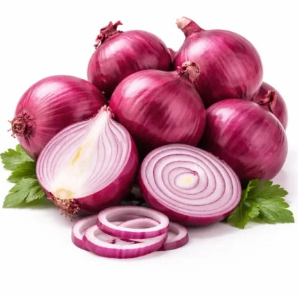 Fresh Indian red onions on white background | بصل أحمر هندي طازج بخلفية بيضاء