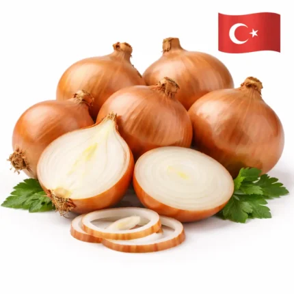 Fresh Turkish brown onions on white background | بصل بني تركي طازج بخلفية بيضاء