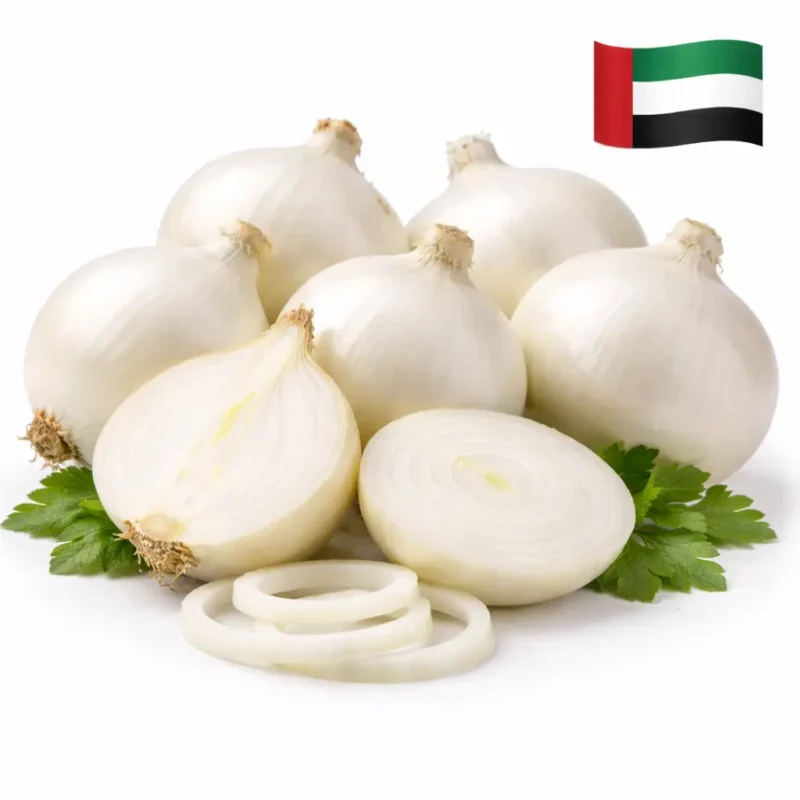 Fresh UAE white onions on white background | بصل أبيض إماراتي طازج بخلفية بيضاء