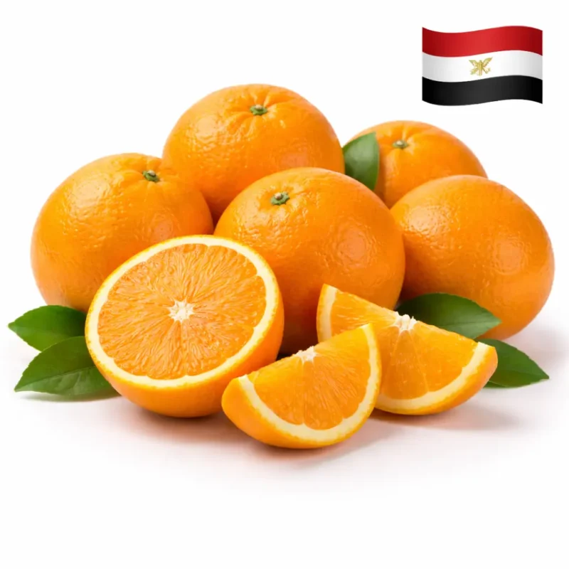 Fresh Egyptian navel oranges on white background | برتقال أبو سرة مصري طازج بخلفية بيضاء