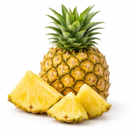 Fresh baby African pineapple on white background | أناناس صغير أفريقي طازج بخلفية بيضاء