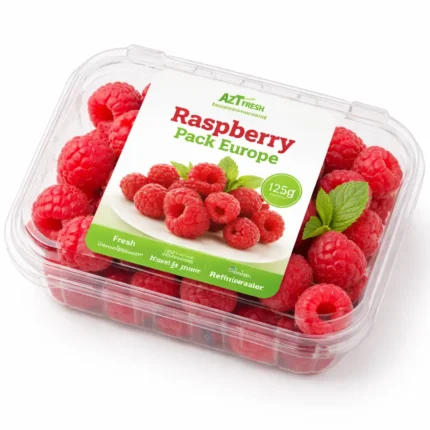 Fresh European raspberries 125g pack on white background | توت العليق الأوروبي الطازج 125 جرام بخلفية بيضاء