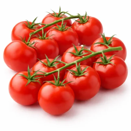 Fresh local bunch tomatoes on white background | طماطم عنقودية محلية طازجة بخلفية بيضاء
