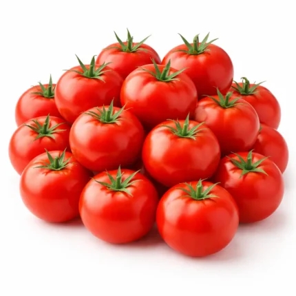 Fresh local round tomatoes on white background | طماطم مدورة محلية طازجة بخلفية بيضاء