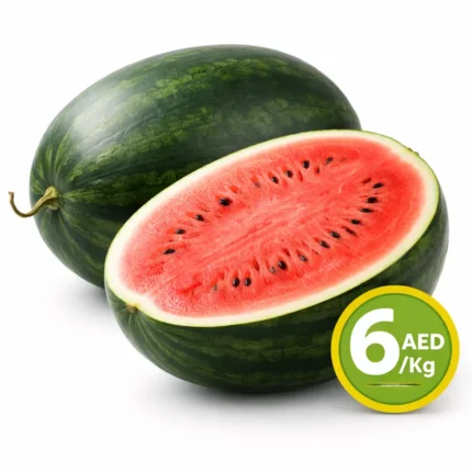 Fresh Egyptian dark skin watermelon on white background | بطيخ بقشرة داكنة مصري طازج بخلفية بيضاء
