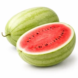 Fresh Saudi light skin watermelon on white background | بطيخ بقشرة فاتحة سعودي طازج بخلفية بيضاء