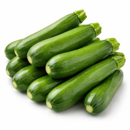 Fresh local green zucchini on white background | كوسا خضراء محلية طازجة بخلفية بيضاء