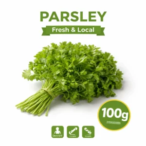 Fresh local parsley 100g pack on white background | بقدونس محلي طازج 100 جرام بخلفية بيضاء