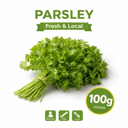 Fresh local parsley 100g pack on white background | بقدونس محلي طازج 100 جرام بخلفية بيضاء