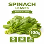 Fresh local spinach leaves 100g pack on white background | سبانخ محلية طازجة 100 جرام بخلفية بيضاء