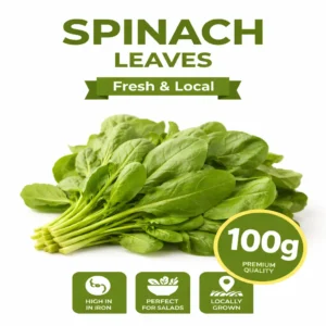 Fresh local spinach leaves 100g pack on white background | سبانخ محلية طازجة 100 جرام بخلفية بيضاء