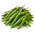 Fresh small green chillies on white background | فلفل أخضر صغير طازج بخلفية بيضاء
